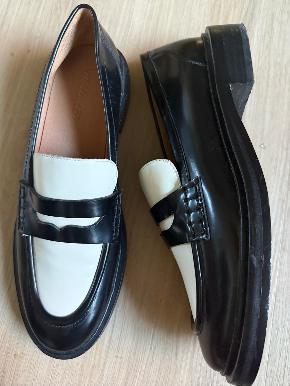 Madewell The Grayson Penny Loafer black White Sz 9.5